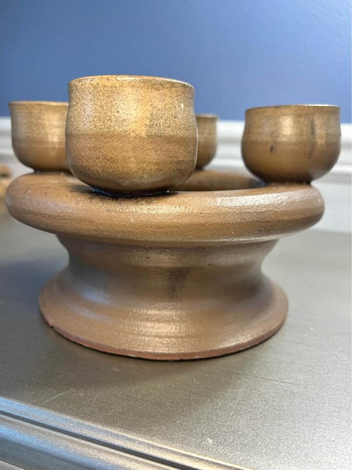 Vintage 1980s Andy Phibbs Studio Pottery Candelabra
