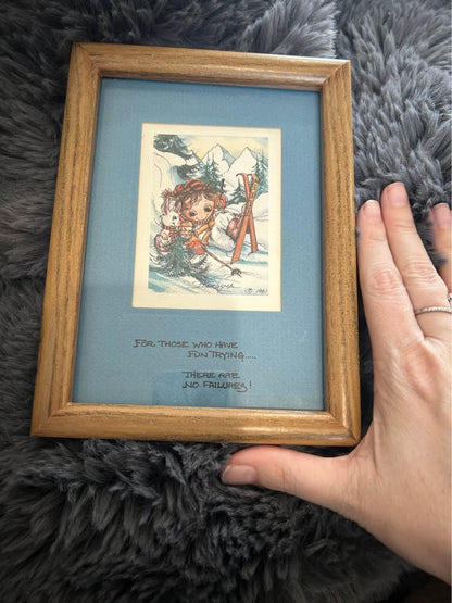 Vintage Jody Bergsma Skiing Print | 1981 PNW Art Collectible