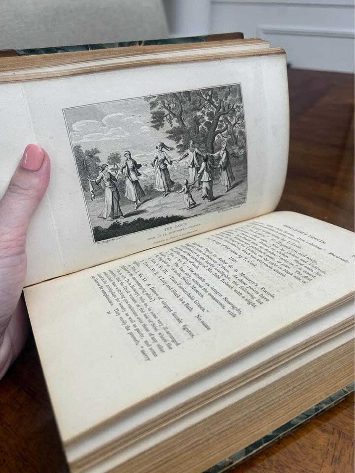 Antique 1833 Anecdotes of William Hogarth Book | J.B. Nichols | Half Leather Binding