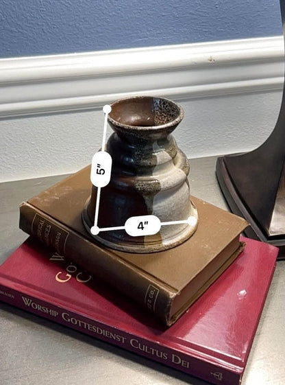 Radwick Studio Pottery Signed Brutalist Stoneware Vase / Candle Holder