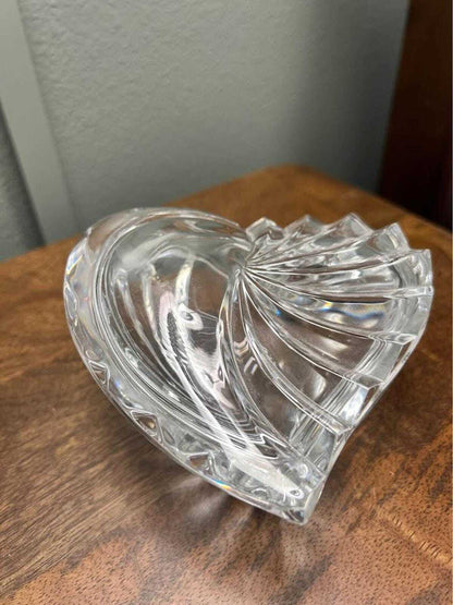 Gorham Germany Lead Crystal Ribbed Lidded Heart Trinket Box
