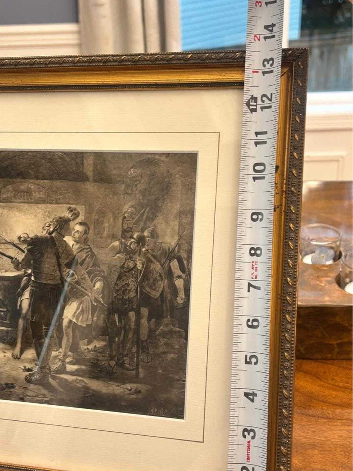 Antique Albert Baur The Martyr's Daughter Framed Engraving Early Christian Print