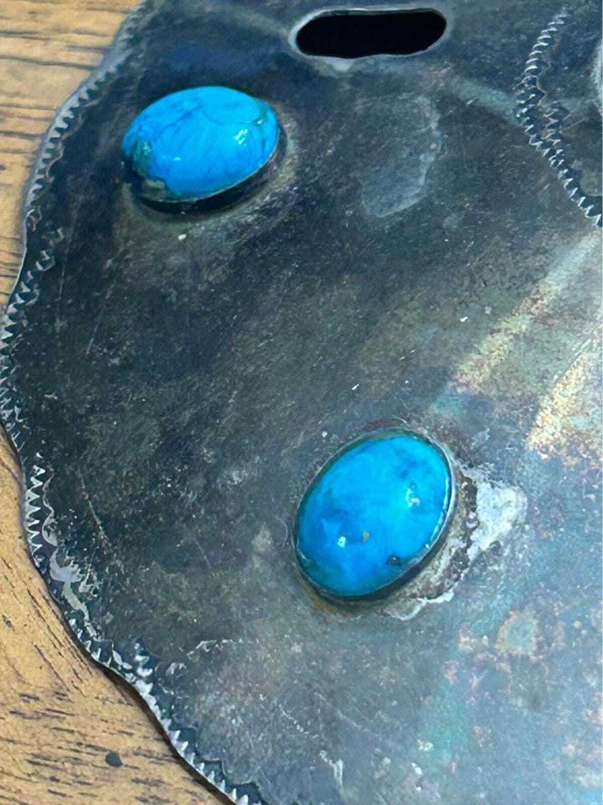 Vintage Lowell Draper Navajo Sterling Silver Matrix Turquoise Hair Bun Cover Chongo Tie