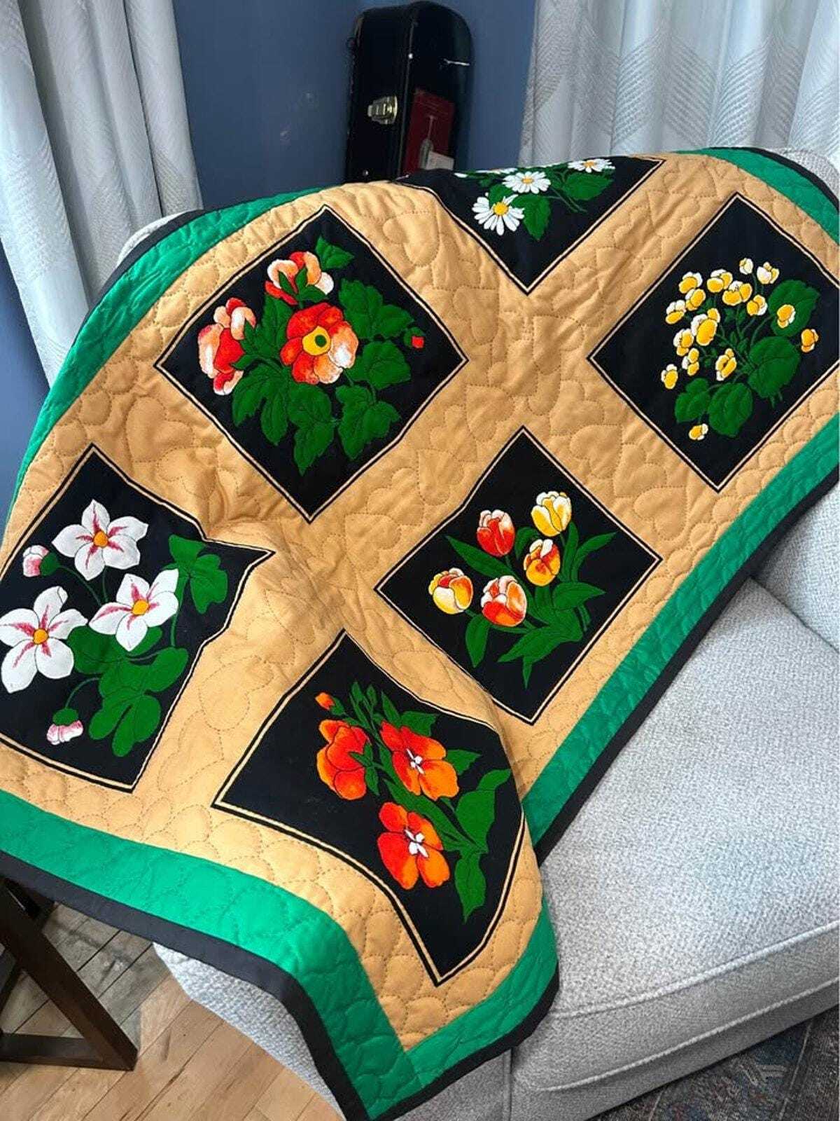 Pat Klem "Garden Windows" Hand-Quilted Wall Hanging (1991)