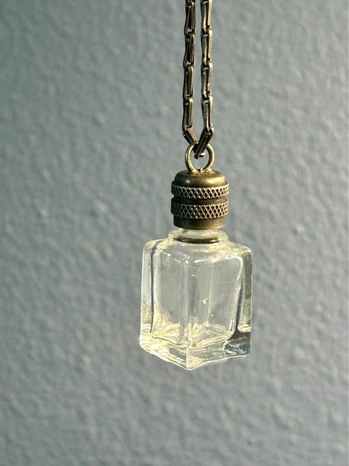 Vintage LVP France La Vie Parisienne Clear Glass Miniature Perfume Bottle Necklace