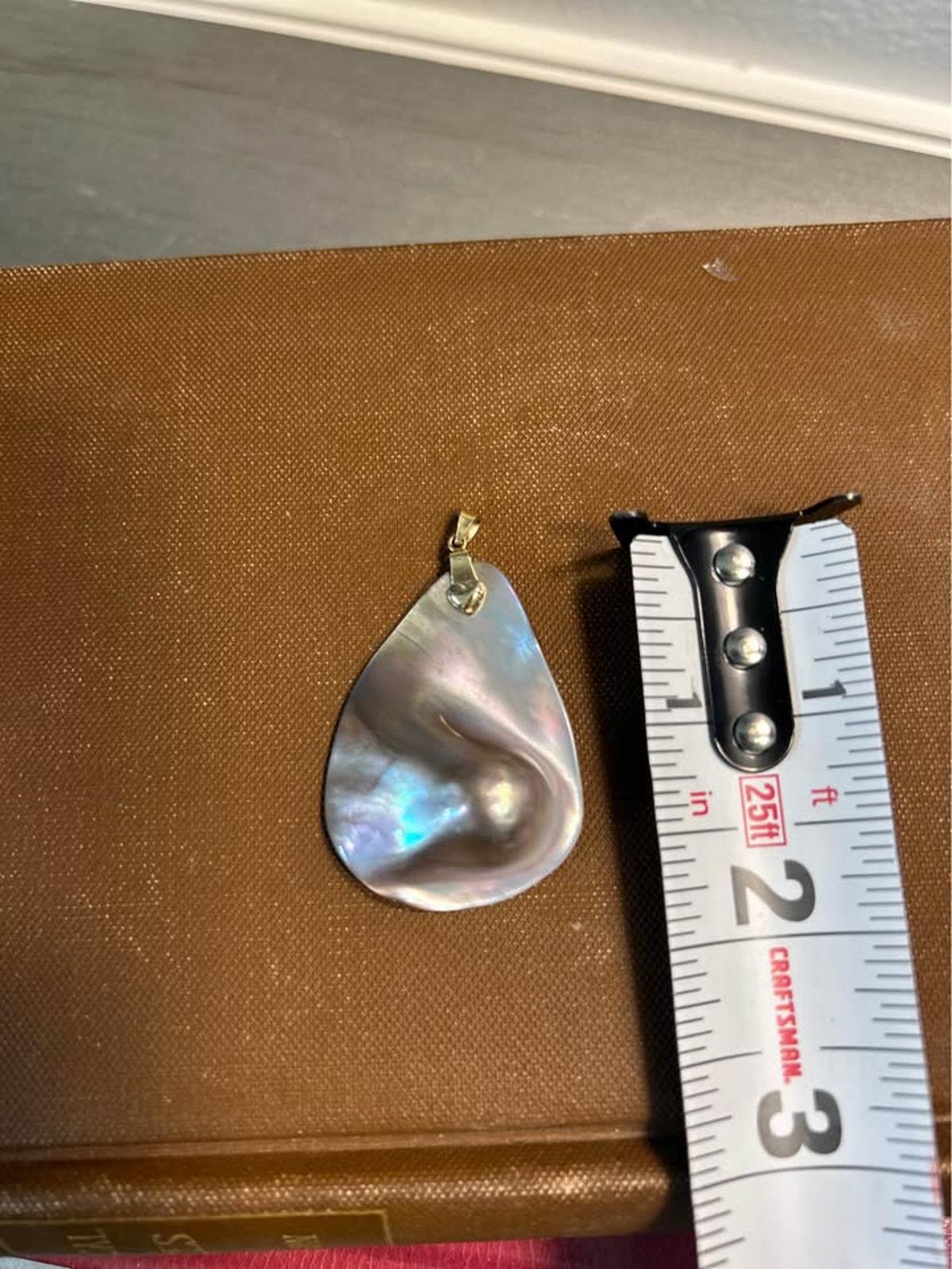 Large 14k Gold Natural Iridescent Mabe Blister Pearl Pendant