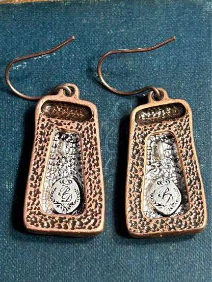 Premier Designs Vintage Mixed Metal Abstract Geometric Dangle Earrings