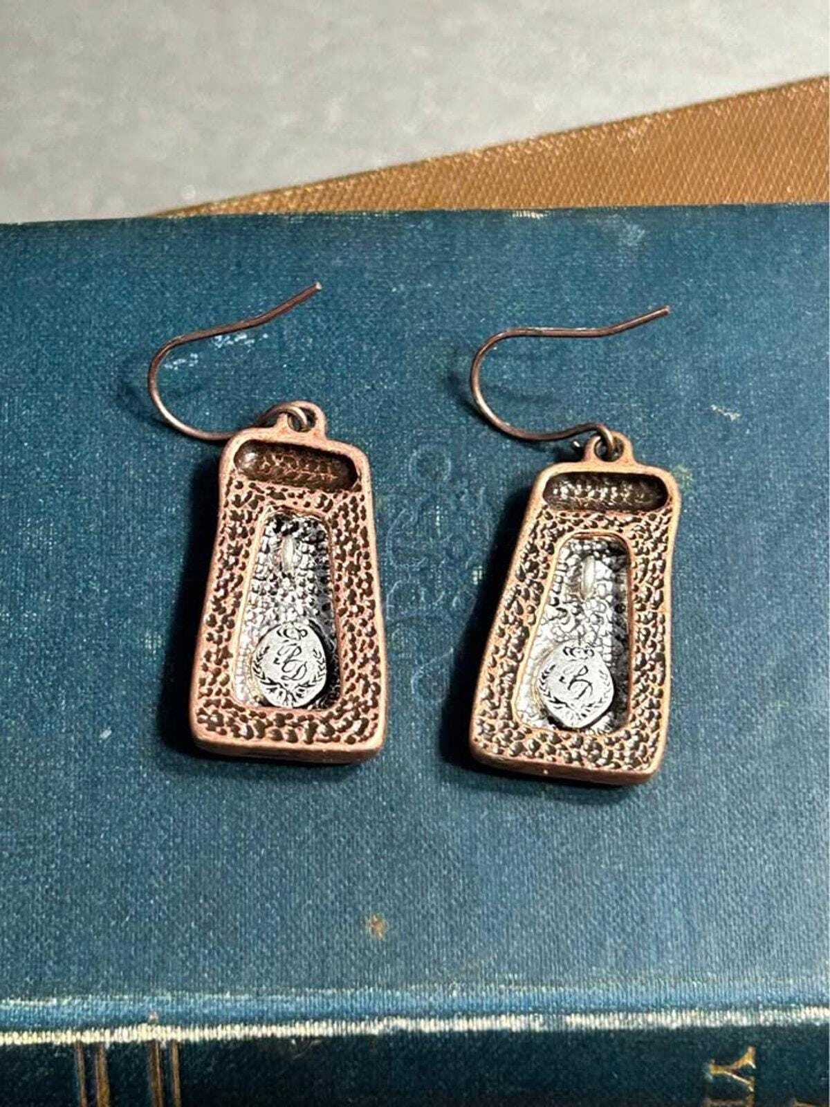 Premier Designs Vintage Mixed Metal Abstract Geometric Dangle Earrings
