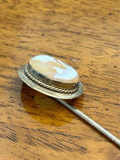 Antique Victorian Rebecca at the Well Scenic Cameo Stick Pin