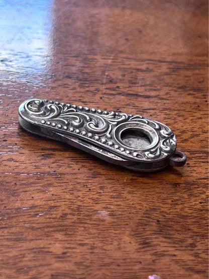 Antique Sterling Silver Watch Fob Pocket Knife Cigar Cutter