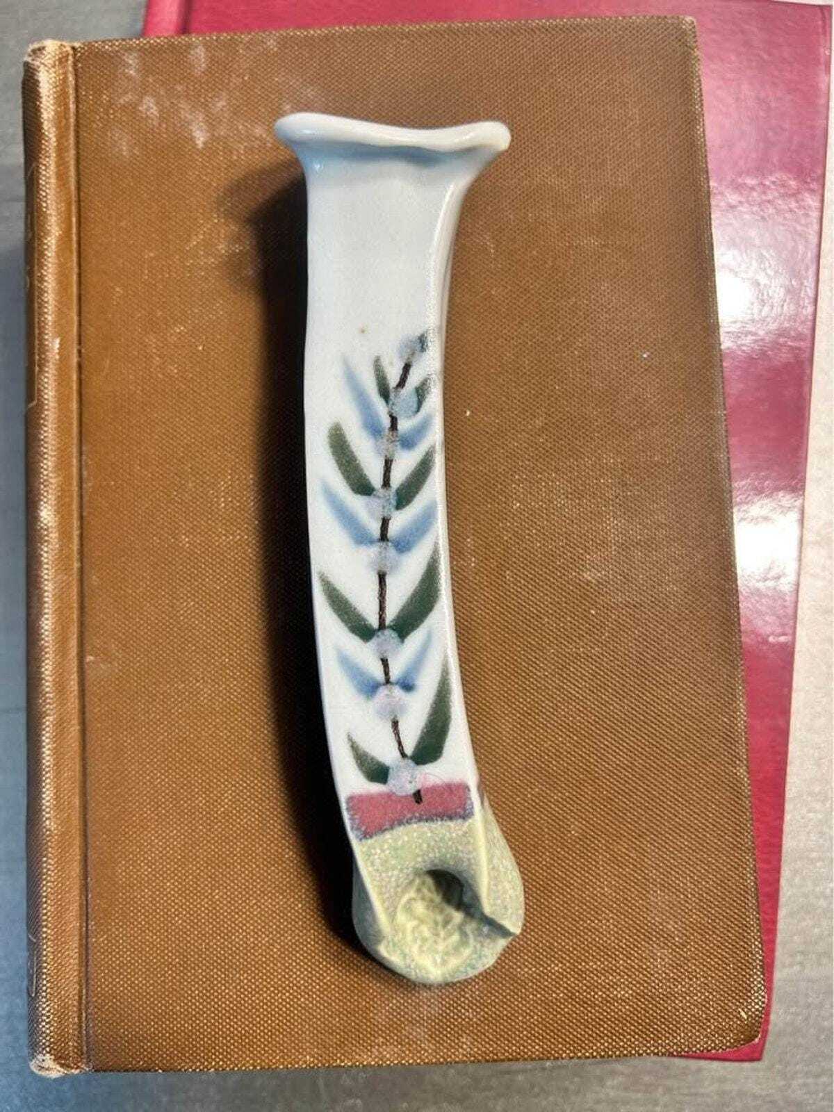 JW Studio Hand-Painted Botanical Ceramic Wall Pocket
