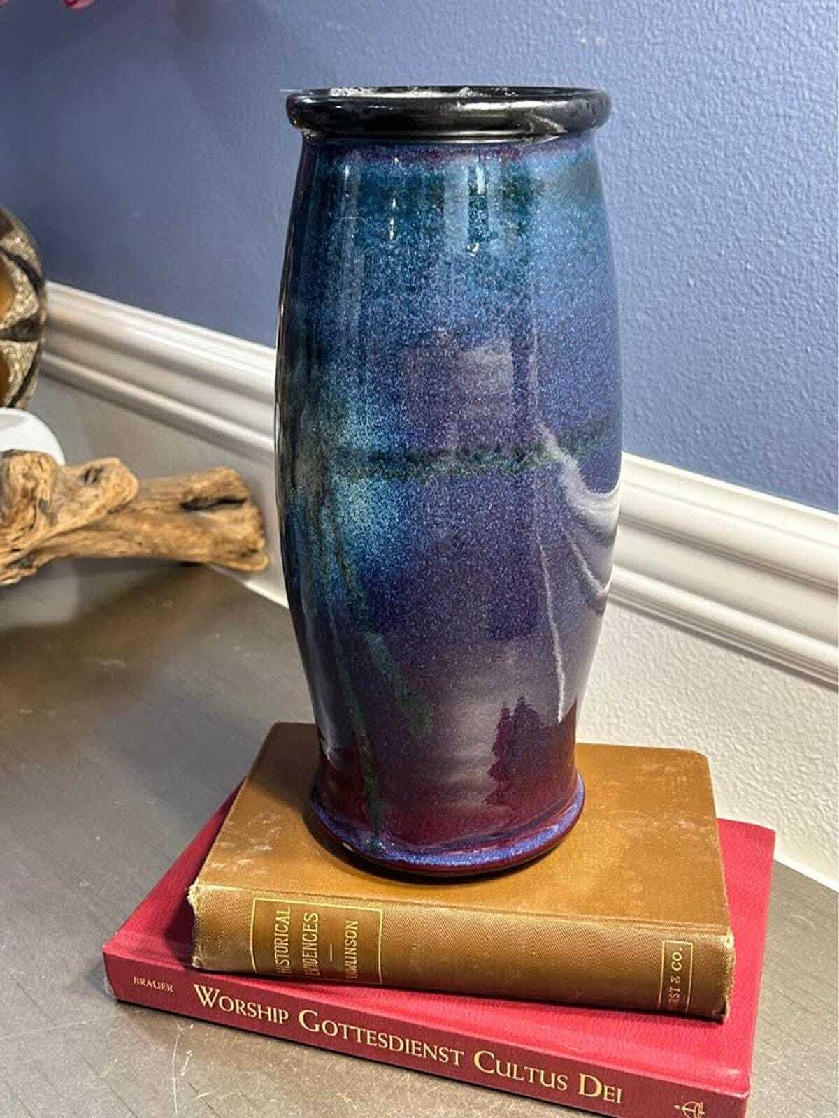 Terry Grimley Signed Seattle Studio Pottery Vase - Galaxy Glaze - 10"