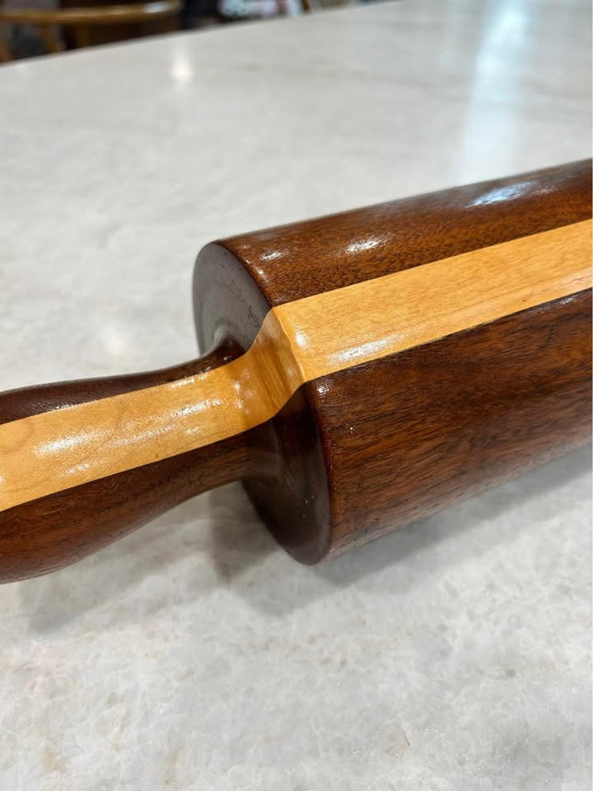 Artisan 19" Striped Walnut & Maple Hardwood Rolling Pin
