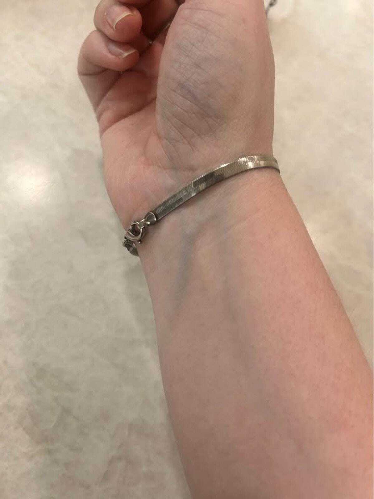 Sterling Silver Herringbone Bracelet Vintage 925 Flat Snake Chain 8 Inch