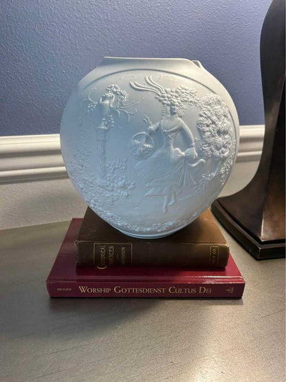Kaiser Germany Manfred Frey White Bisque Relief Globe Vase | Model 0318