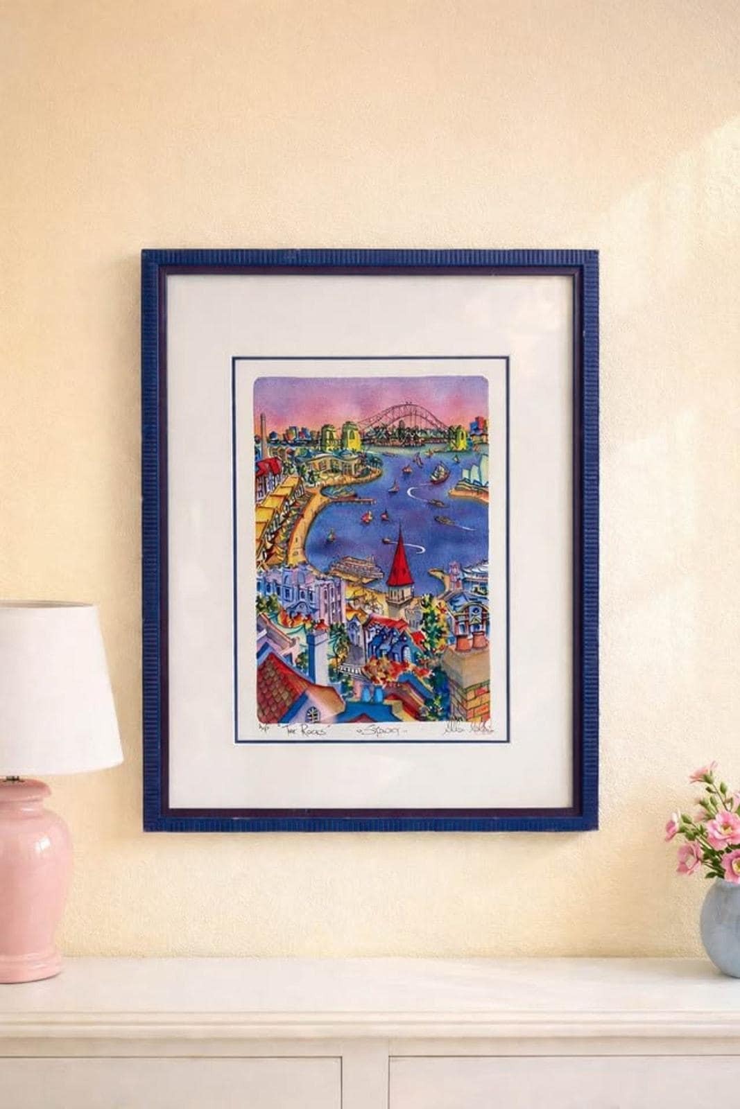 Allan Giddy "The Rocks" Sydney Artist Proof - Framed Mid-Century Modern Style