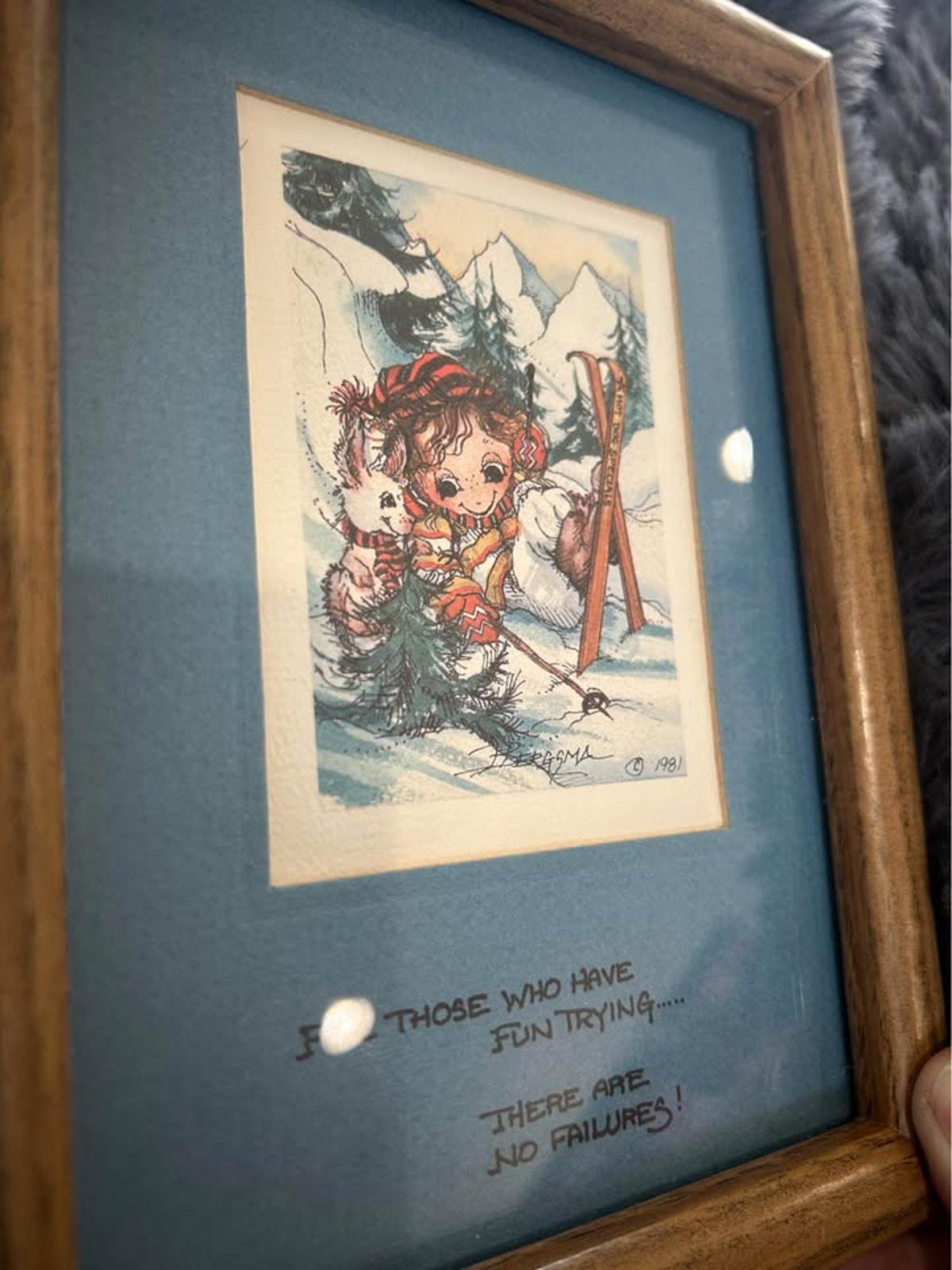 Vintage Jody Bergsma Skiing Print | 1981 PNW Art Collectible