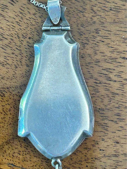 Antique Art Deco Bagley Mfg. Co. Sterling Silver Guilloché Enamel Rose Locket
