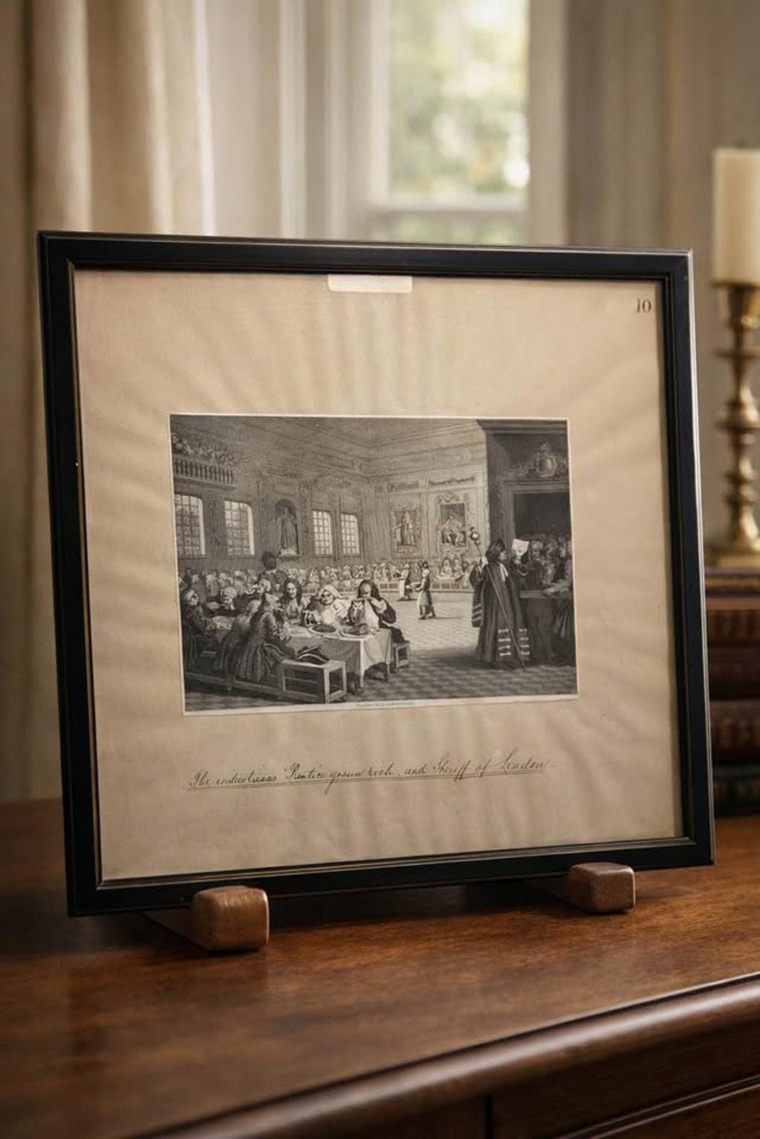 Antique William Hogarth Plate 10 Framed Engraving c. 1850s