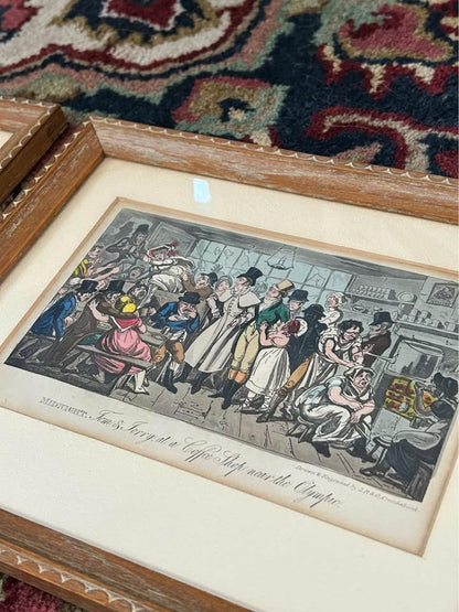Antique 1821 I.R. & G. Cruikshank Life in London Aquatint Satirical Prints