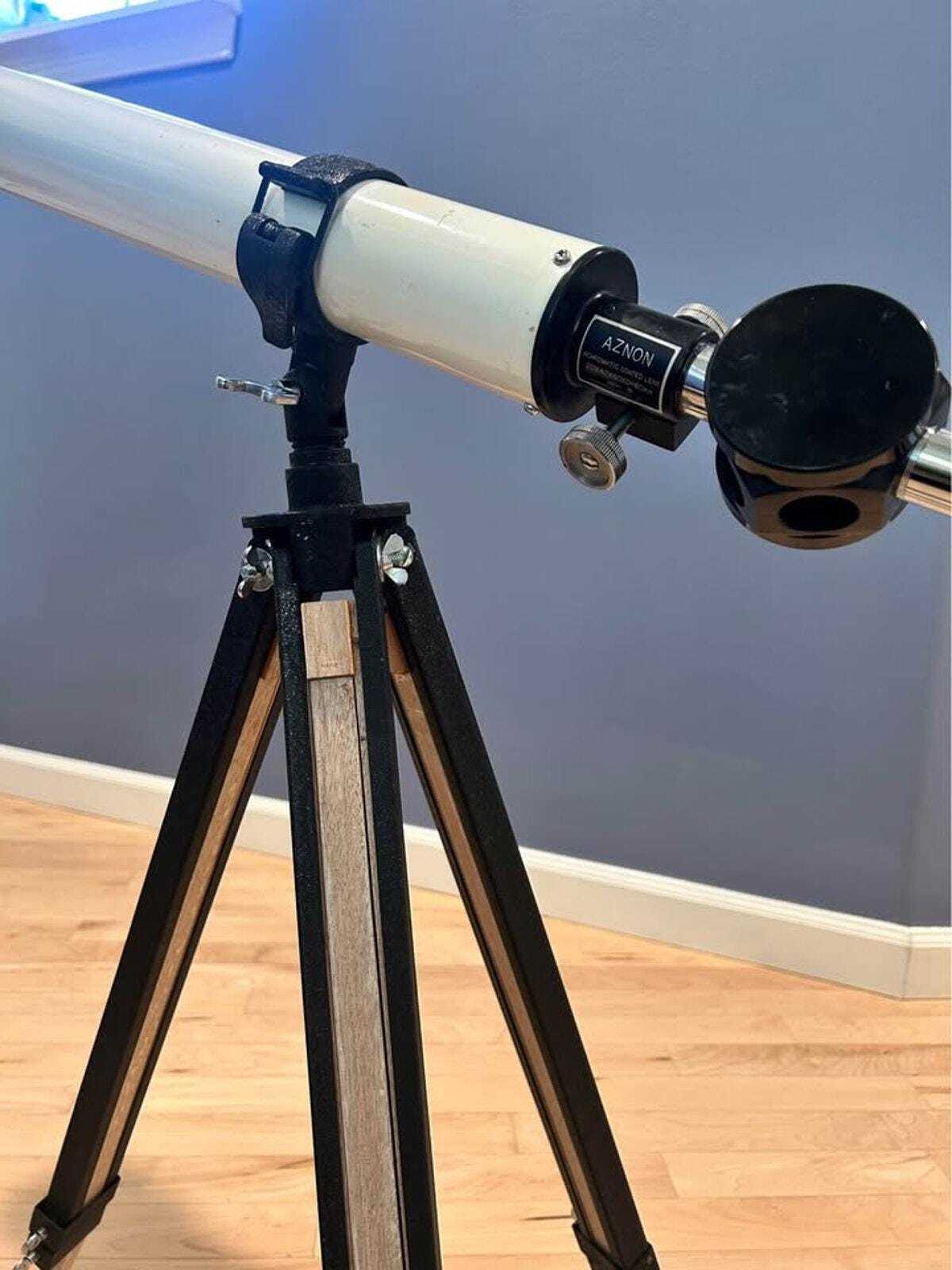 Vintage Towa Aznon 60mm Refractor Telescope with Wood Tripod & Original Box