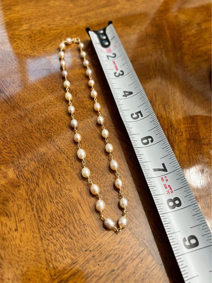 Vintage 14k Gold Wire Wrapped Freshwater Pearl Necklace, Pastel Baroque Pearls