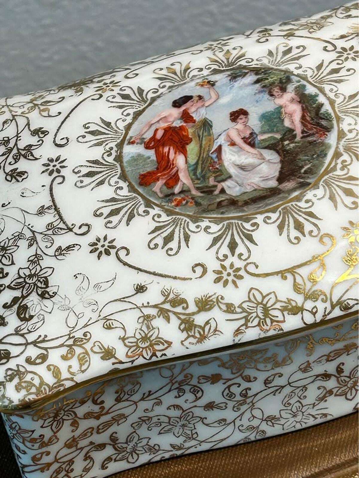 Vintage Marks & Rosenfeld Hand-Painted Classical Porcelain Box