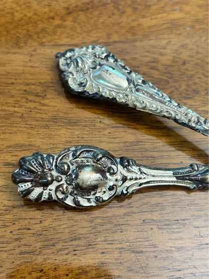 Antique Sterling Silver Repoussé Shoe Horn and Button Hook Vanity Set