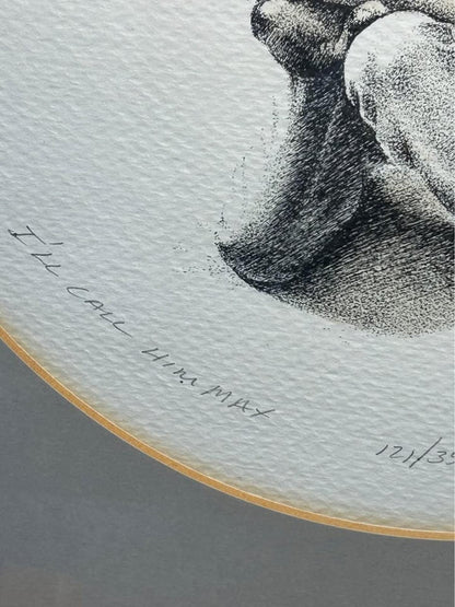 Marv Stahl Signed Limited Edition Print "I'll Call Him Max" Framed Stippling Art