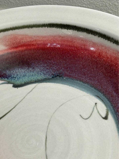 Jerry Pollari Studio Pottery Platter | Abstract Oxblood Bowl | Oregon Ceramic Art