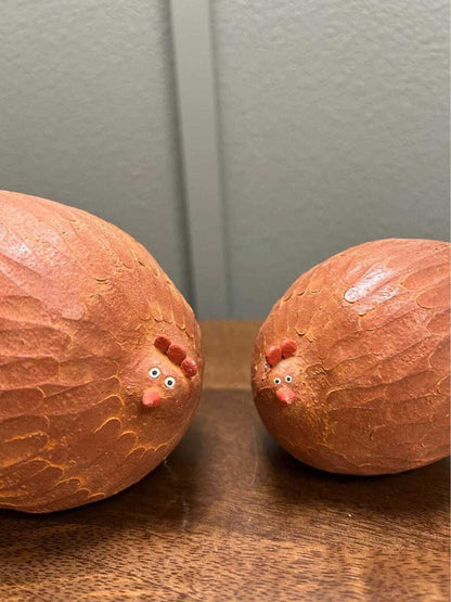 Signed Helen Hodson Terracotta Chicken Sculptures – Modern Folk Art, 2017
