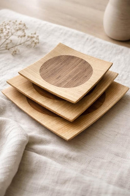 Bamboo Nesting Trays - Wabi Sabi Japandi Table Decor, Set of 3