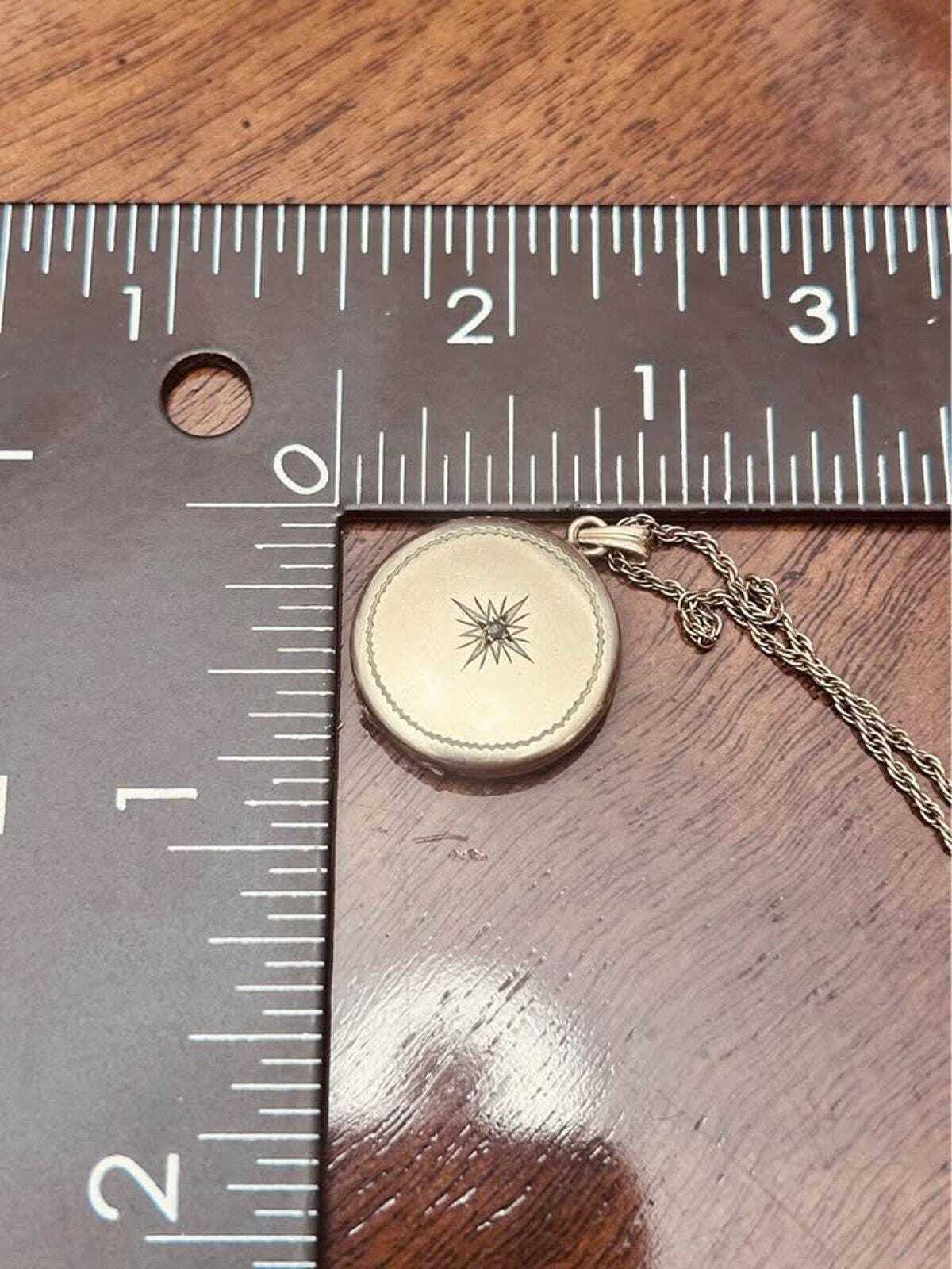 Antique Hayward 1/20 12K Gold Filled Starburst Locket with Genuine Diamond