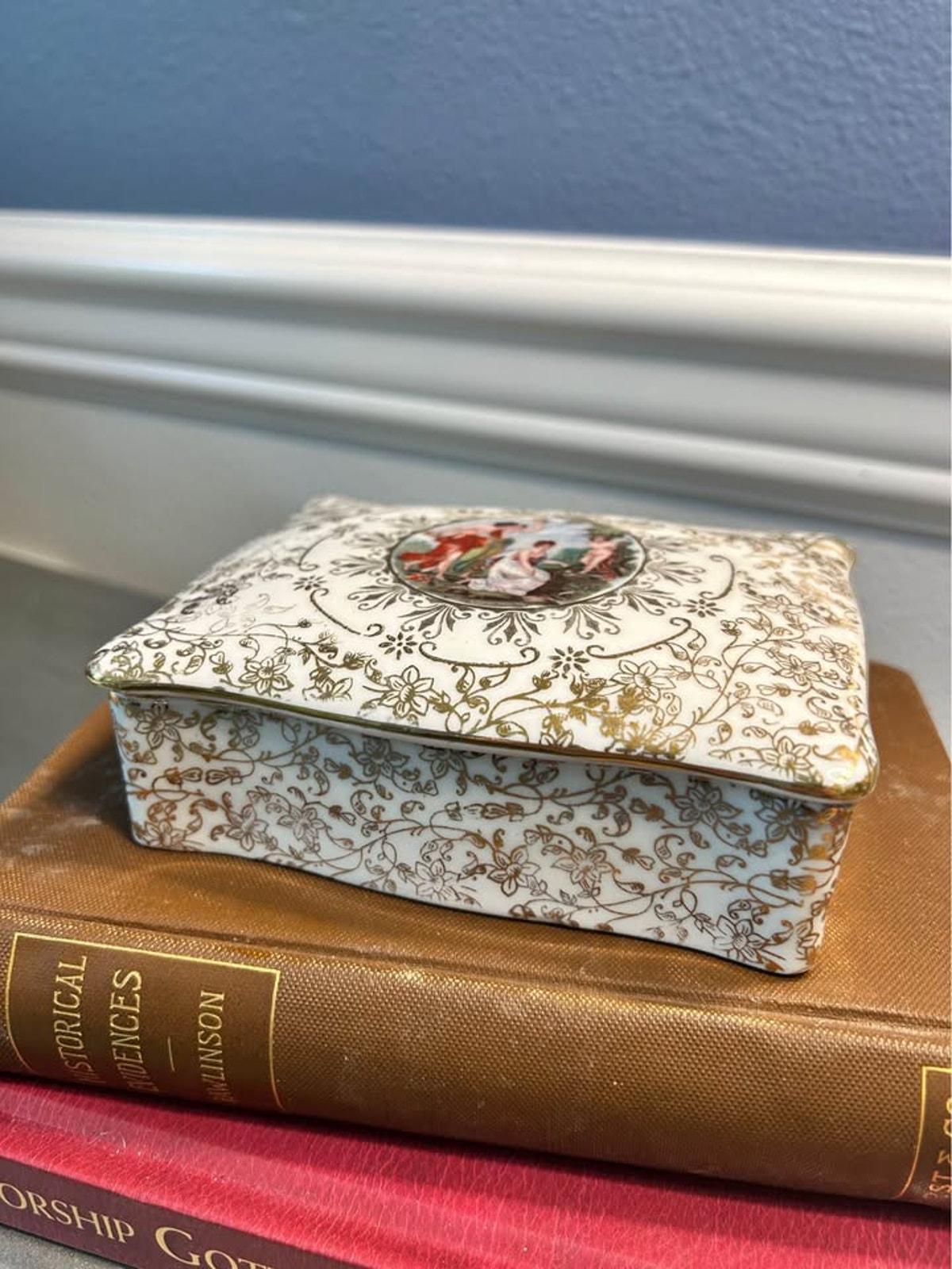 Vintage Marks & Rosenfeld Hand-Painted Classical Porcelain Box