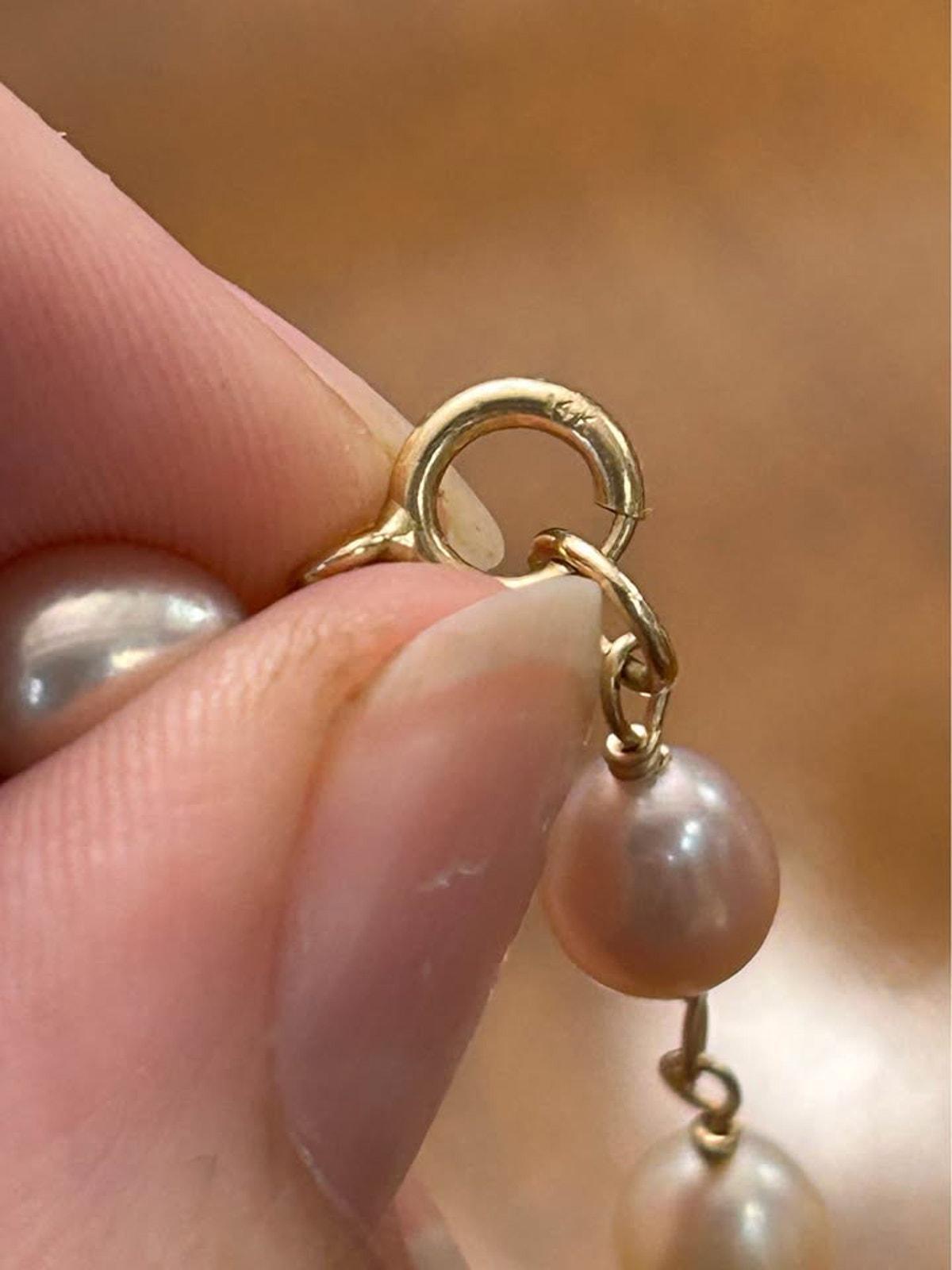Vintage 14k Gold Wire Wrapped Freshwater Pearl Necklace, Pastel Baroque Pearls