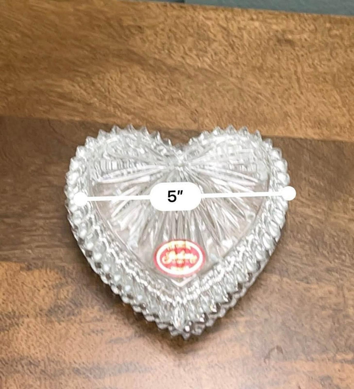 Gorham Fine Crystal Heart Trinket Box - Sunburst Cut Germany