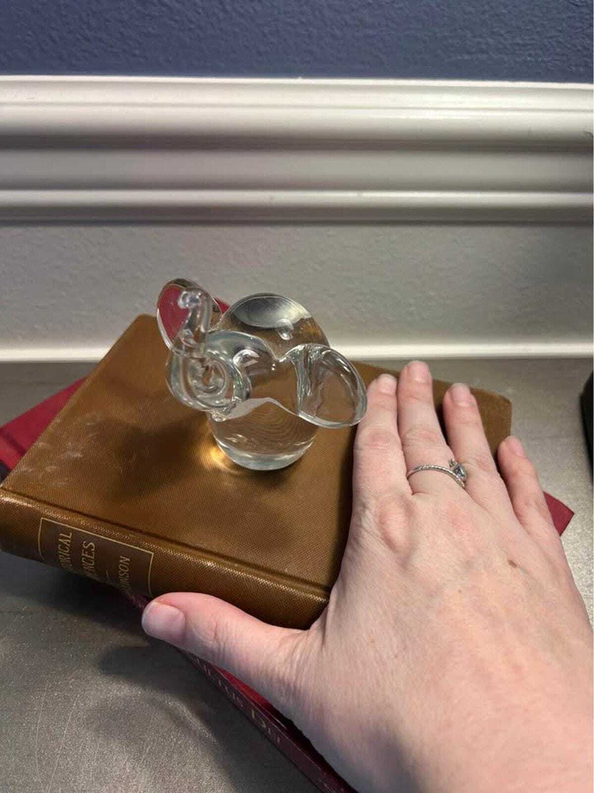 Hand Blown Clear Glass Elephant Figurine - Trunk Up for Good Luck