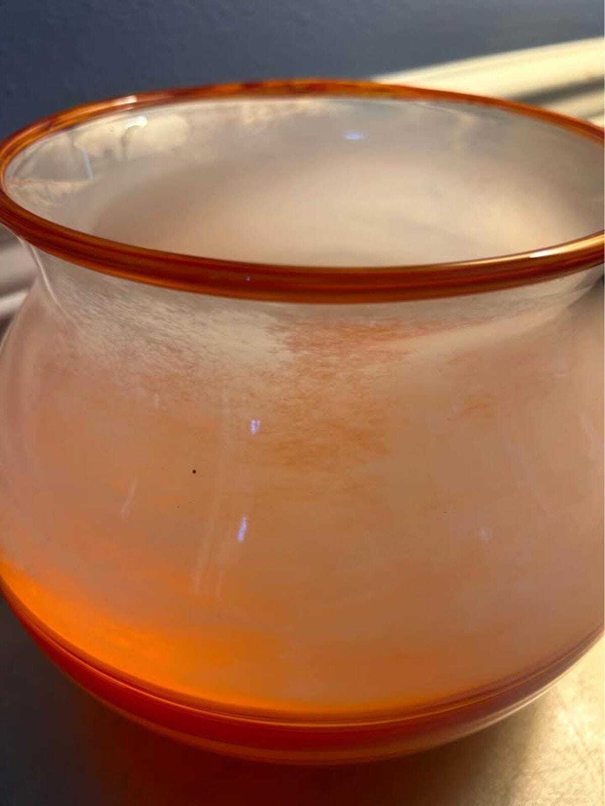 Vintage 2002 Callahan McVay Studio Art Glass Hand Blown Orange Swirl Vessel