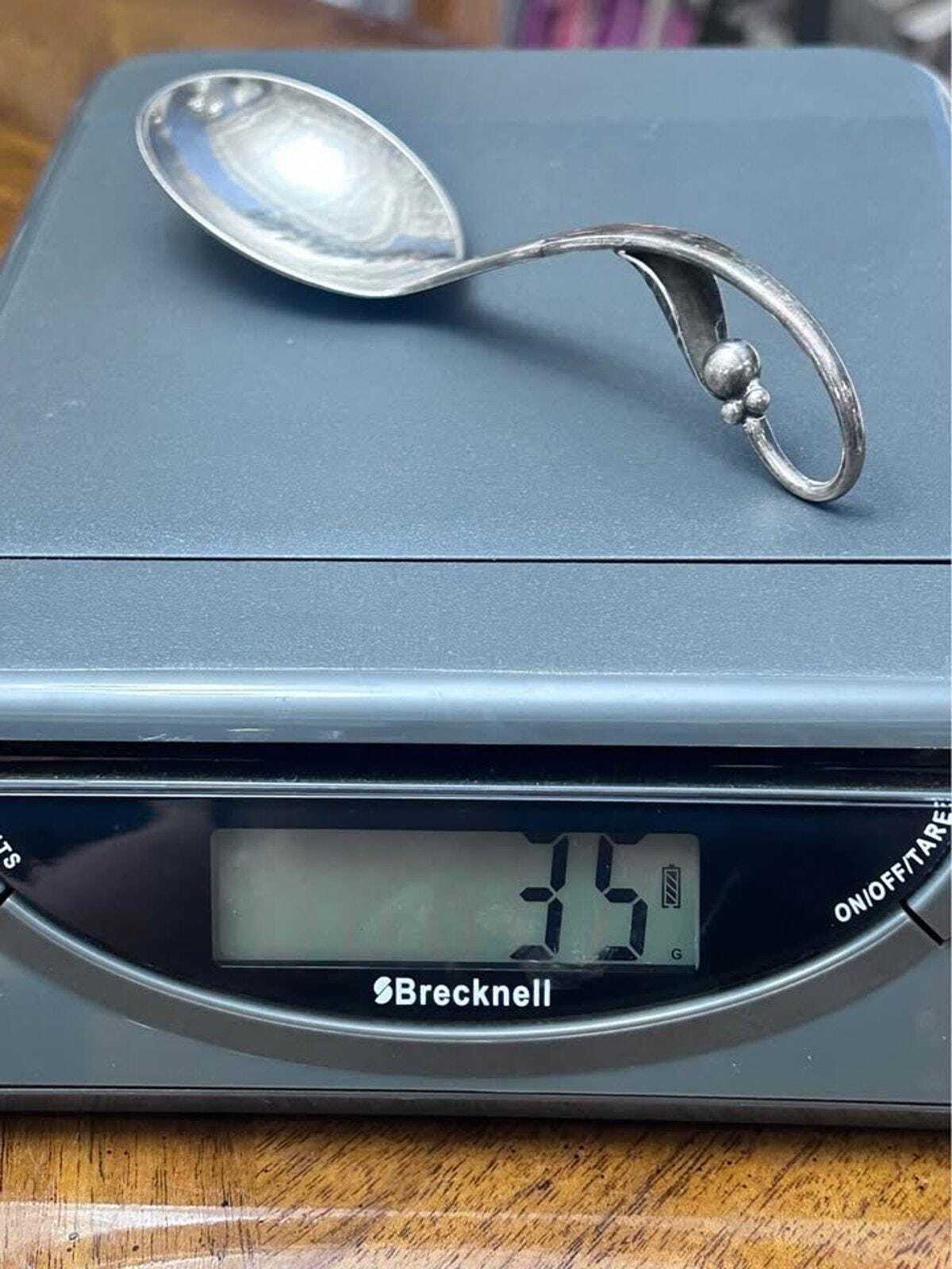 Vintage Georg Jensen Sterling Silver Blossom Pattern 41 Loop Handle Jam Spoon