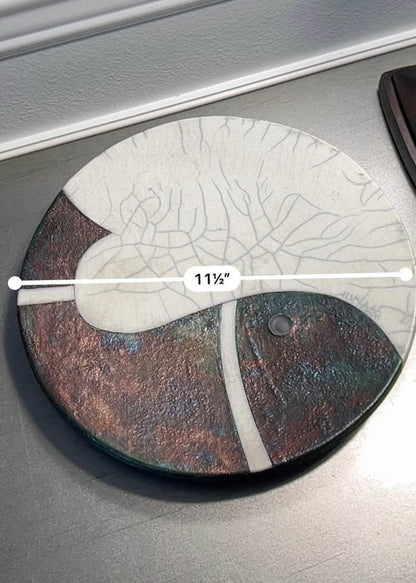 Fuentes Signed Studio Pottery Raku "Koi Balance" Platter