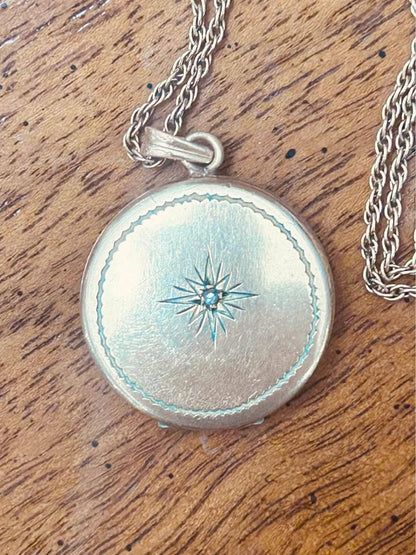 Antique Hayward 1/20 12K Gold Filled Starburst Locket with Genuine Diamond