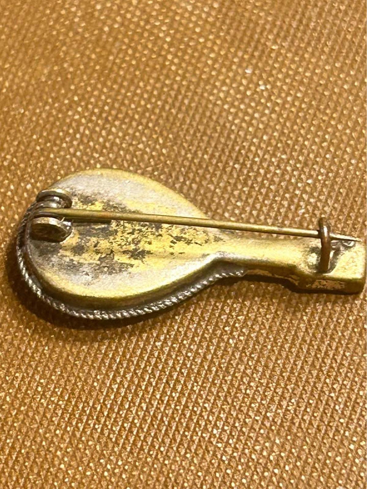 Vintage Italian Micro Mosaic Mandolin Brooch