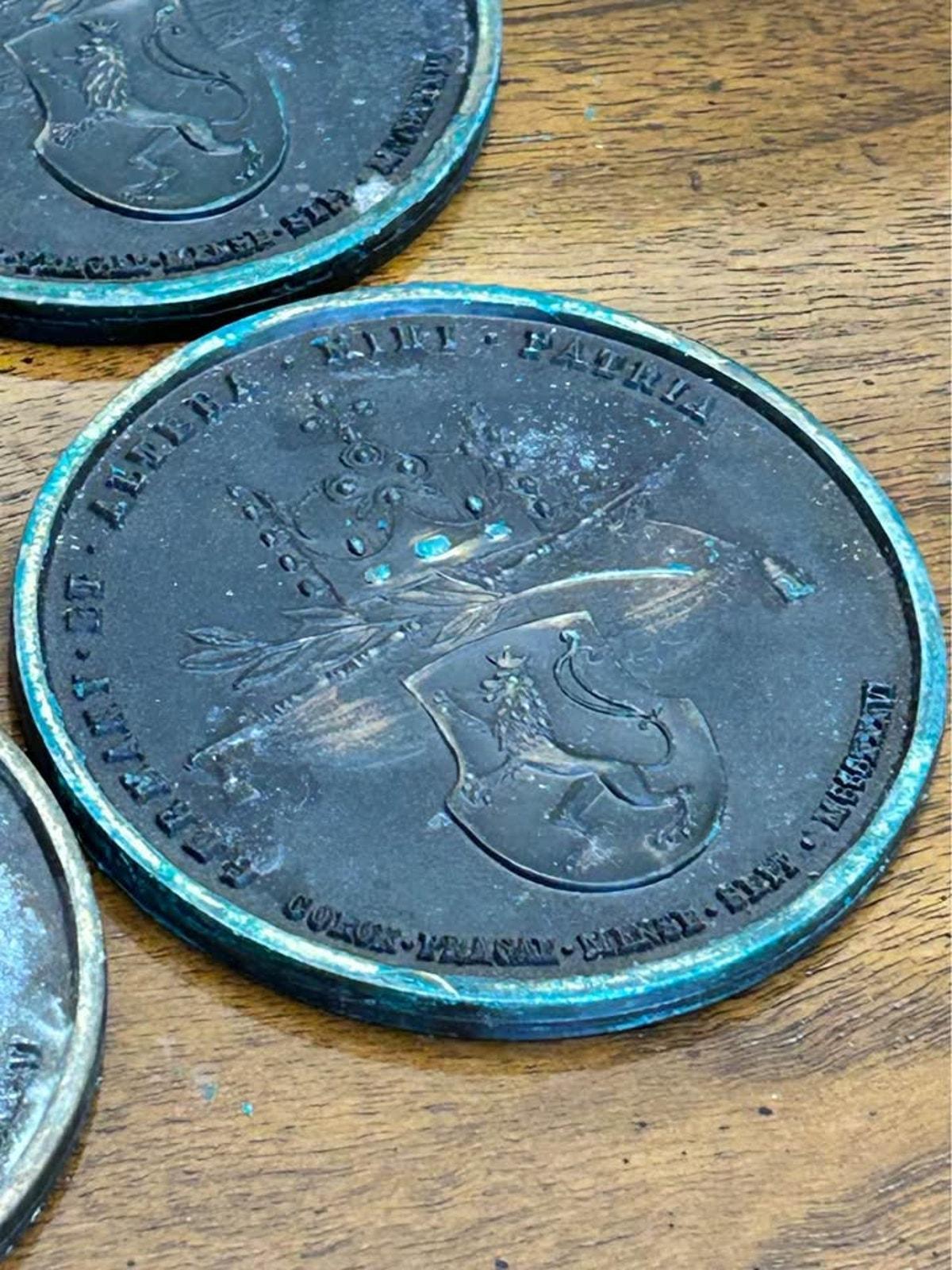 Antique 1836 Maria Anna Bohemian Coronation Bronze Replica Medals Set of 6