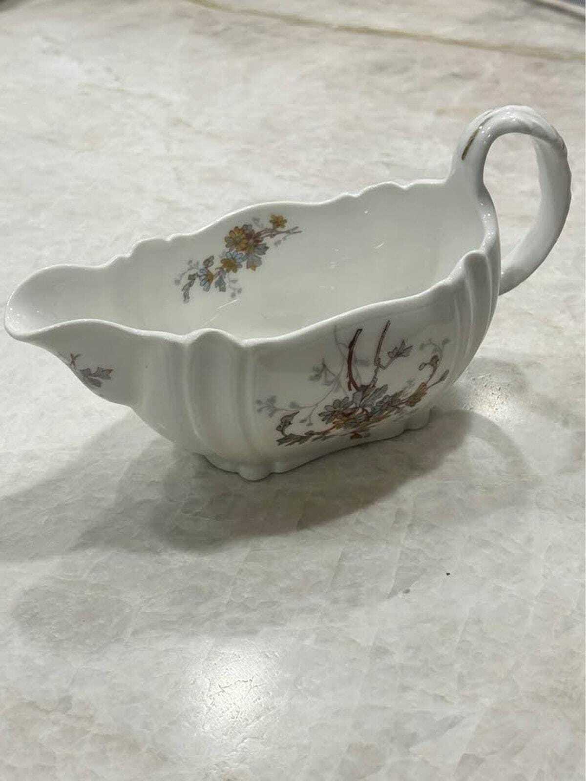 Antique A. Lanternier Limoges Porcelain Gravy Boat Floral Pattern