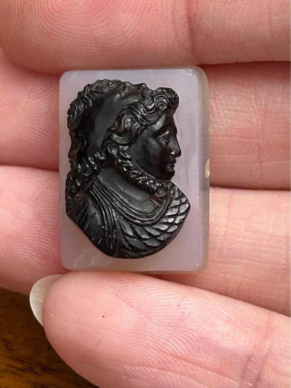 Antique Unmounted Sardonyx Hardstone Cameo Janus Double Head Profile