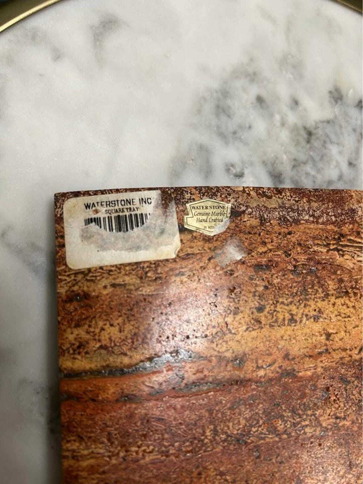 Vintage Waterstone Inc. Marble Catchall Tray, Hand Crafted Travertine Style Dish