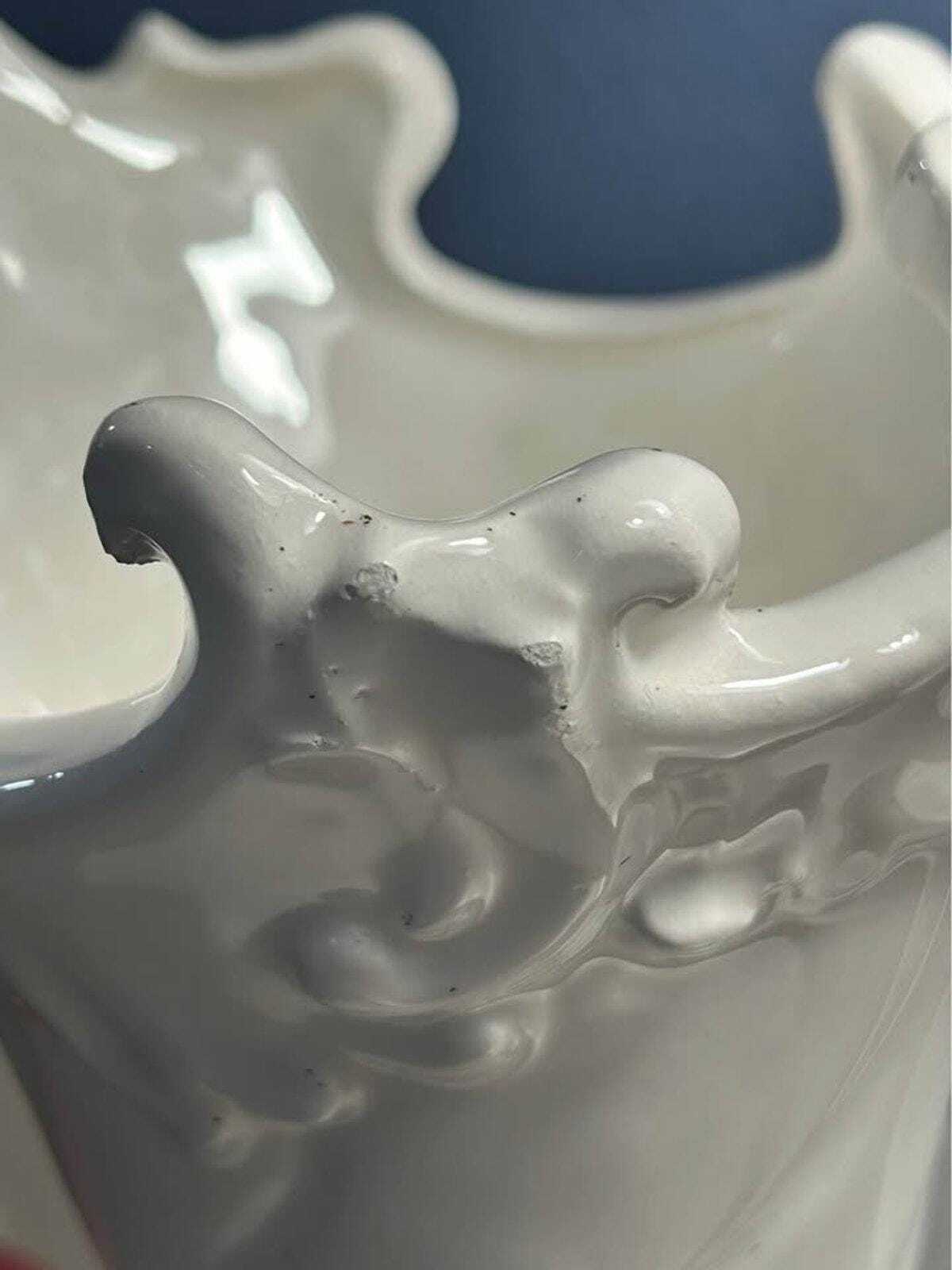 Artigiani Italiani Vintage White Ceramic Pitcher | Rococo Style Ewer