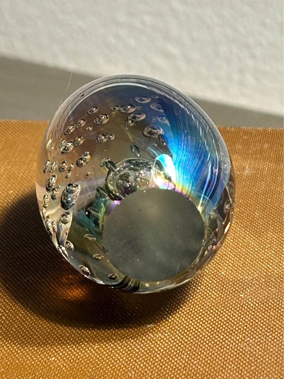 Vintage Signed MSH 1990 Mount St. Helens Ash Dichroic Art Glass Egg Paperweight