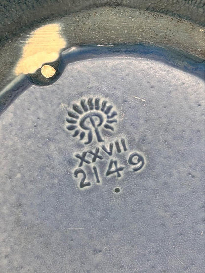 Antique 1927 Rookwood Pottery Matte Blue Relief Floral Bowl Shape 2149