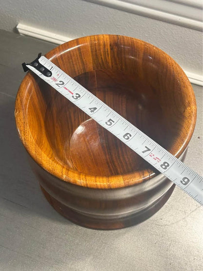 Mid Century Modern Hand Turned Danish Teak Sculptural Bowl - Heavy Weighted Base